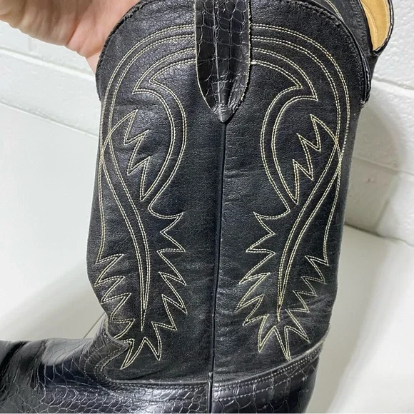 Vintage HONCHOS Made in USA COWBOY Western Boots Black Embroidered Men’s 11 D 🖤